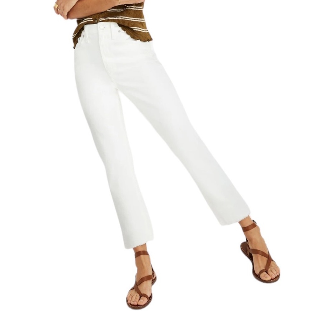 Madewell High-Rise Slim Crop Boyjean - Tile White Denim Jeans - 30
